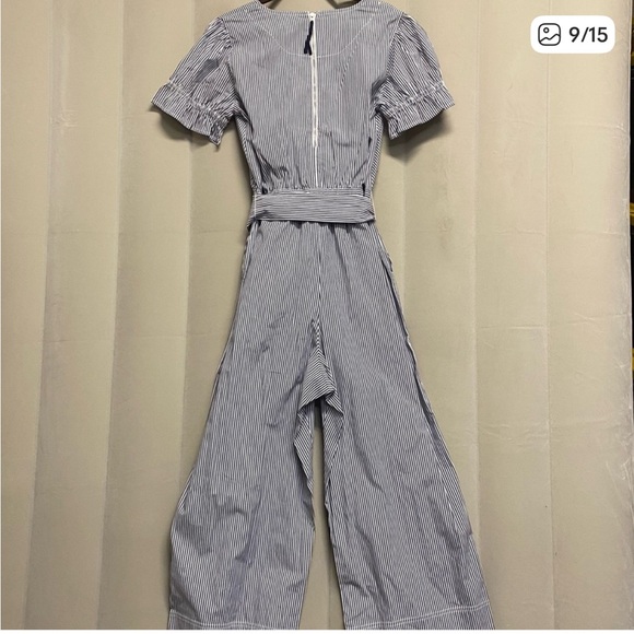 J. Crew Women’s Jumpsuit Size 4 Organic Cotton Poplin Wide Leg Striped NWT - Picture 5 of 8
